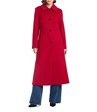 Vince Camuto Wool Banana Stand Collar Long Sleeve Single Breasted Coat