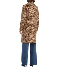 Vince Camuto Wool Blend Leopard Print Notch Collar Boyfriend Fit Walker Coat