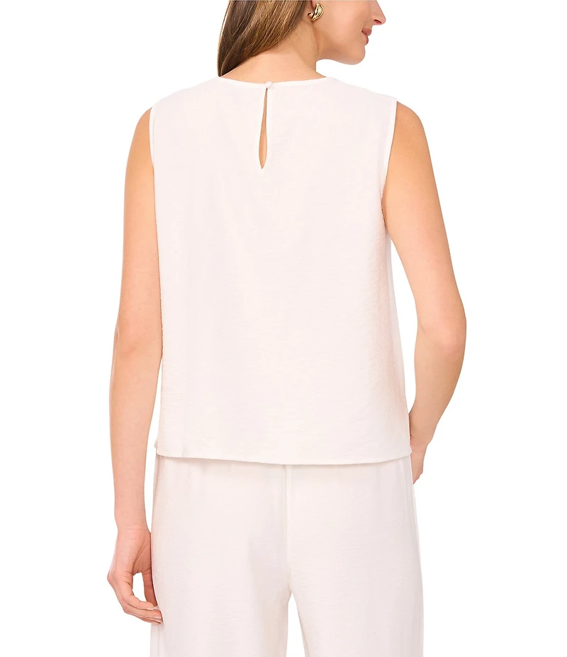 Vince Camuto Woven Crew Neck Sleeveless Coordinating Embroidered Cutout Tank