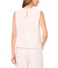 Vince Camuto Woven Crew Neck Sleeveless Coordinating Embroidered Cutout Tank