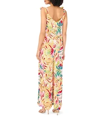 Vince Camuto Woven Floral Print V-Neck Sleeveless Tie Strap Jumpsuit