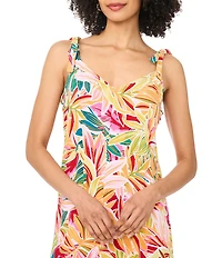Vince Camuto Woven Floral Print V-Neck Sleeveless Tie Strap Jumpsuit