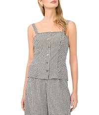 Vince Camuto Woven Gingham Print Square Neck Sleeveless Coordinating Tank