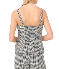 Vince Camuto Woven Gingham Print Square Neck Sleeveless Coordinating Tank