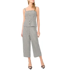 Vince Camuto Woven Gingham Print Square Neck Sleeveless Coordinating Tank