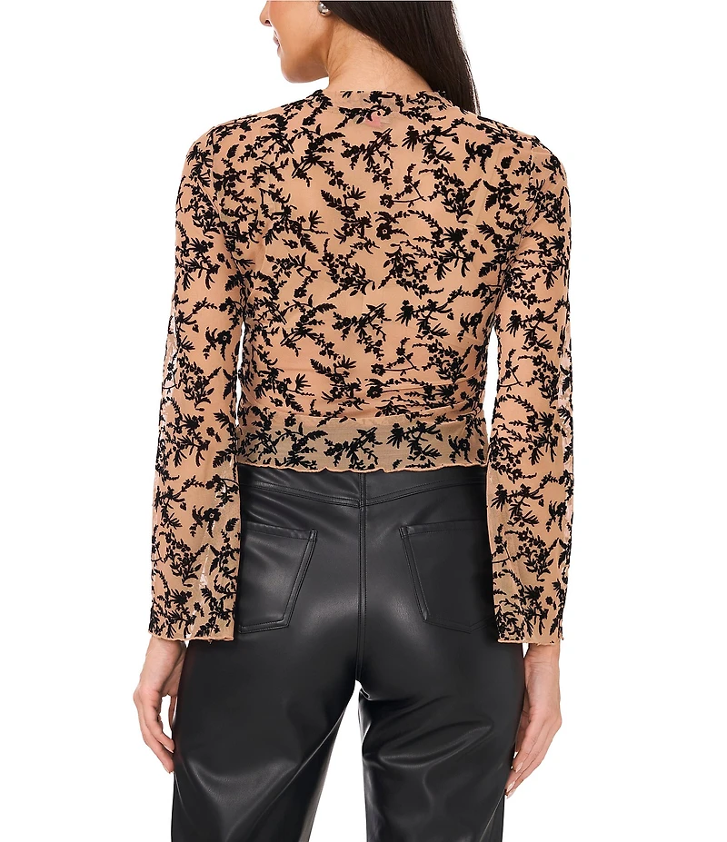 Vince Camuto Woven Mock Neck Long Sleeve Floral Print Blouse