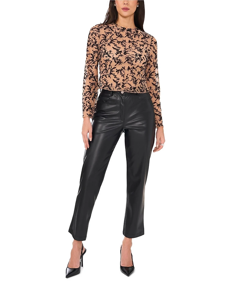 Vince Camuto Woven Mock Neck Long Sleeve Floral Print Blouse