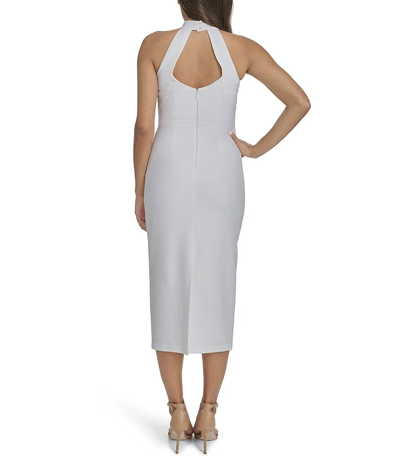 Vince Camuto Woven Mock Neck Sleeveless Sequin Flower Dress