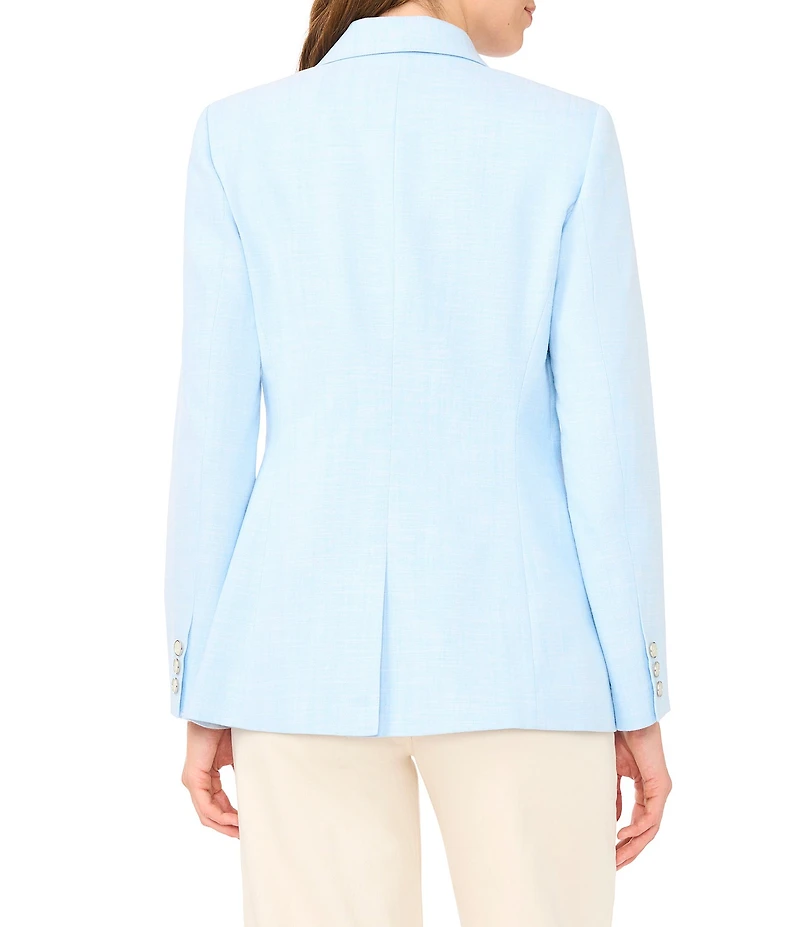 Vince Camuto Woven Notch Lapel Long Sleeve Double Breasted Jacket