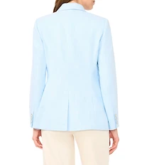 Vince Camuto Woven Notch Lapel Long Sleeve Double Breasted Jacket