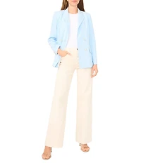 Vince Camuto Woven Notch Lapel Long Sleeve Double Breasted Jacket