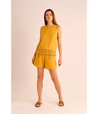 Vince Camuto Woven Pleated Elastic Back Waistband Coordinating Shorts