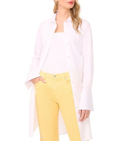 Vince Camuto Woven Point Collar Long Sleeve Button Front Blouse