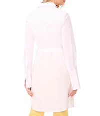 Vince Camuto Woven Point Collar Long Sleeve Button Front Blouse