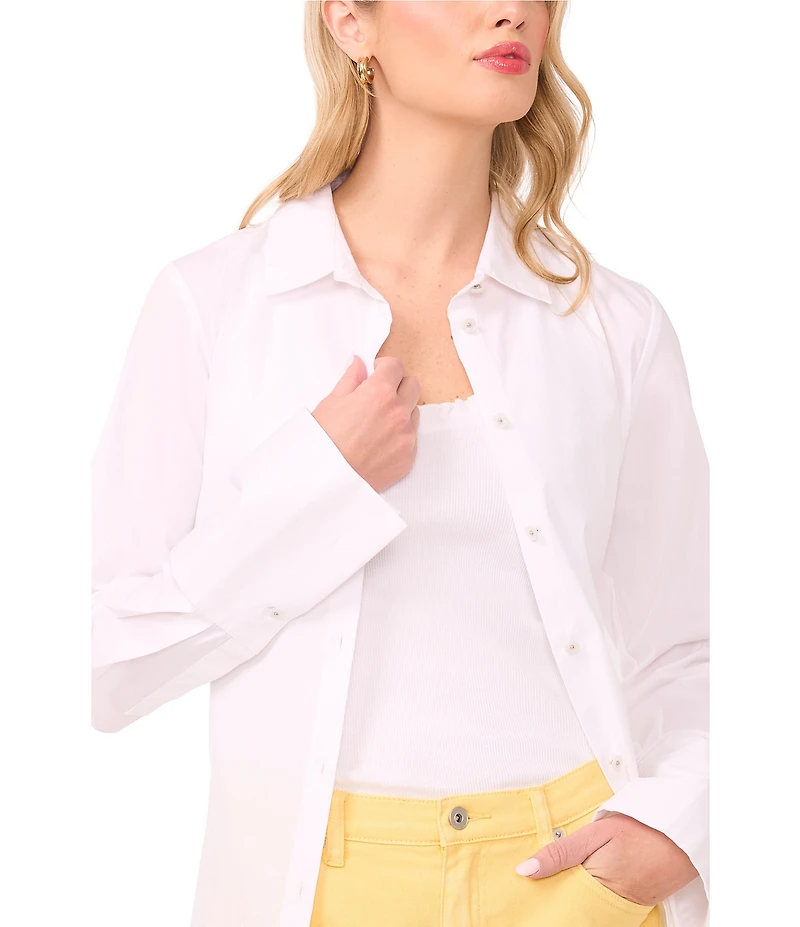 Vince Camuto Woven Point Collar Long Sleeve Button Front Blouse