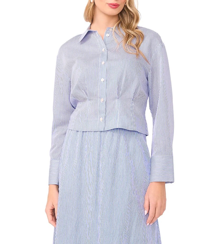 Vince Camuto Woven Point Collar Long Sleeve Coordinating Top