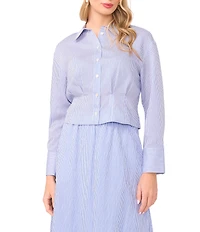 Vince Camuto Woven Point Collar Long Sleeve Coordinating Top