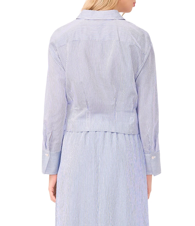 Vince Camuto Woven Point Collar Long Sleeve Coordinating Top