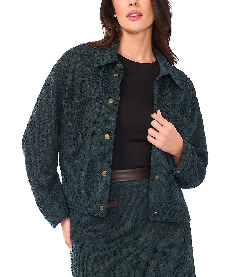 Vince Camuto Woven Point Collar Long Sleeve Cropped Coordinating Jacket