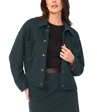 Vince Camuto Woven Point Collar Long Sleeve Cropped Coordinating Jacket
