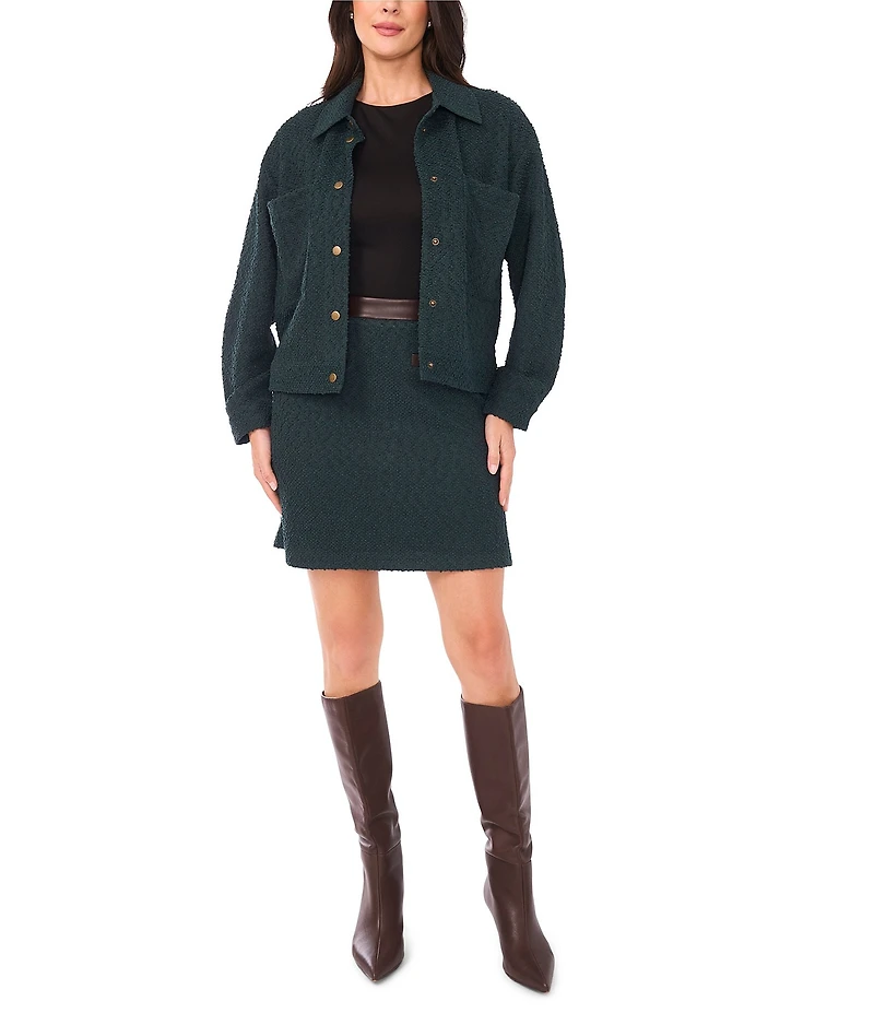 Vince Camuto Woven Point Collar Long Sleeve Cropped Coordinating Jacket