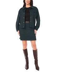 Vince Camuto Woven Point Collar Long Sleeve Cropped Coordinating Jacket