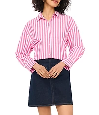 Vince Camuto Woven Point Collar Long Sleeve Stripe Button Down Blouse