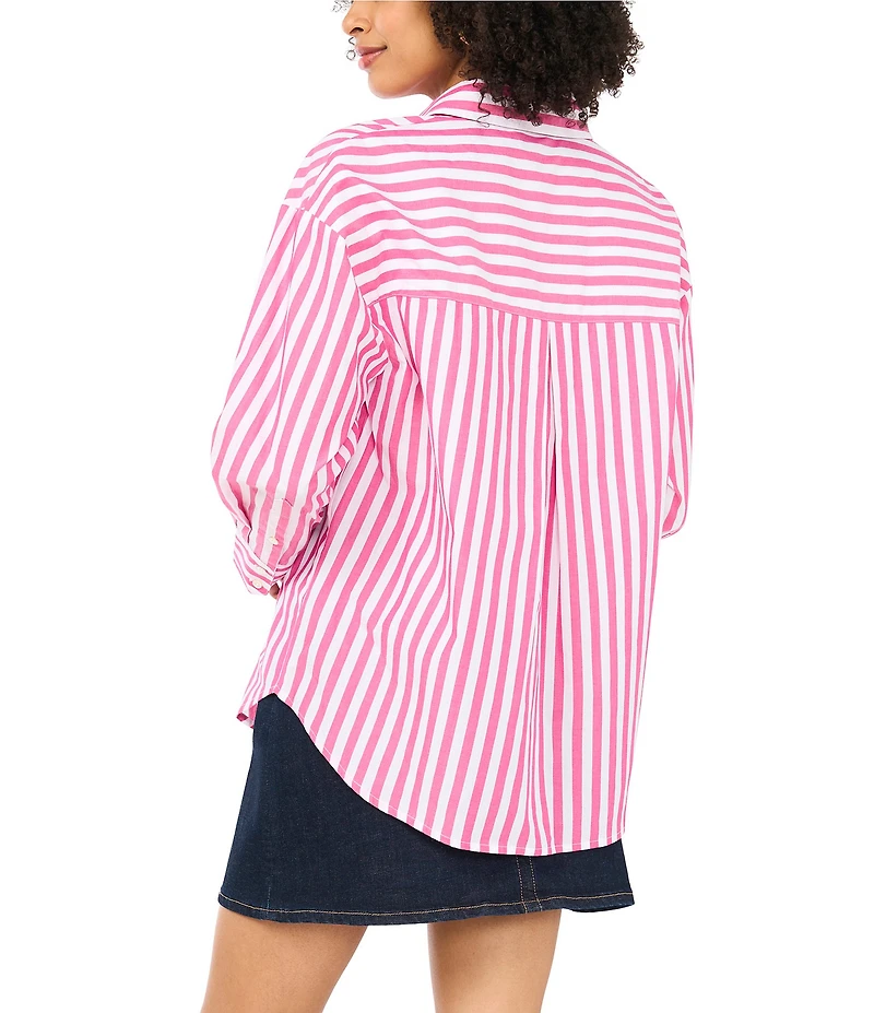 Vince Camuto Woven Point Collar Long Sleeve Stripe Button Down Blouse