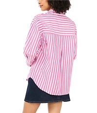 Vince Camuto Woven Point Collar Long Sleeve Stripe Button Down Blouse