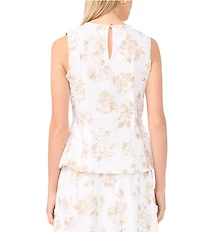 Vince Camuto Woven Printed Crew Neck Sleeveless Tank