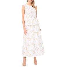 Vince Camuto Woven Printed Crew Neck Sleeveless Tank