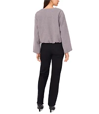 Vince Camuto Woven Round Neck Long Bubble Sleeve Cropped Jacket