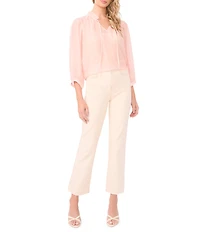 Vince Camuto Woven Split V-Neck 3/4 Peasant Sleeve Blouse