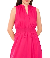 Vince Camuto Woven Split V-Neck Sleeveless Smocked Maxi Tiered A-Line Dress