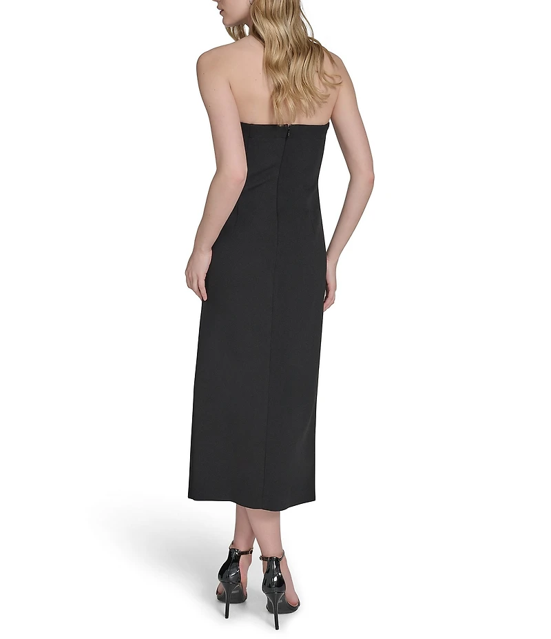 Vince Camuto Woven Sweetheart Neck Ruffle Midi Sheath Dress