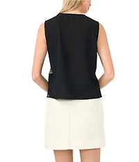 Vince Camuto Woven V-Neck Floral Print Sleeveless Tank