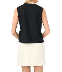 Vince Camuto Woven V-Neck Floral Print Sleeveless Tank