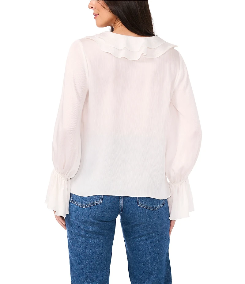 Vince Camuto Woven V-Neck Long Sleeve Ruffle Blouse