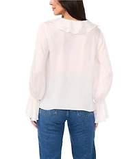 Vince Camuto Woven V-Neck Long Sleeve Ruffle Blouse