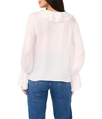 Vince Camuto Woven V-Neck Long Sleeve Ruffle Blouse