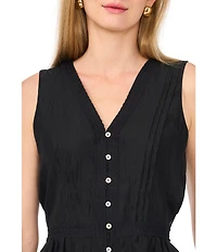 Vince Camuto Woven V-Neck Sleeveless Tank