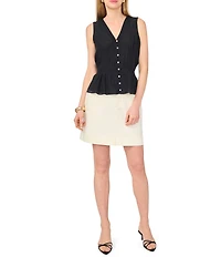 Vince Camuto Woven V-Neck Sleeveless Tank