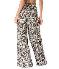 Vince Camuto Zebra Print Wide Leg Flat Front Cover-Up Pants
