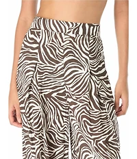 Vince Camuto Zebra Print Wide Leg Flat Front Cover-Up Pants