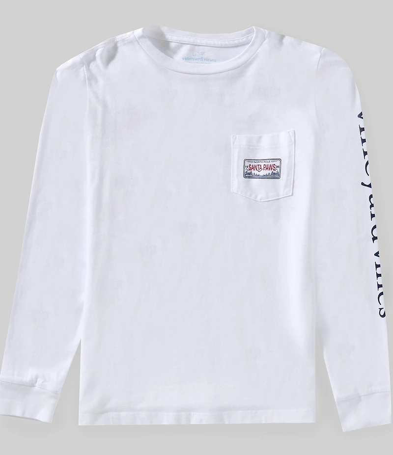 Vineyard Vine Big Boys Dog Flying Presents Long Sleeve Crew Neck T-Shirt