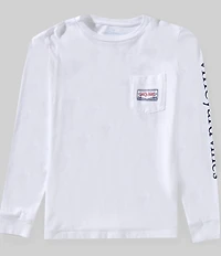 Vineyard Vine Big Boys Dog Flying Presents Long Sleeve Crew Neck T-Shirt