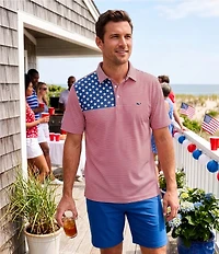 Vineyard Vines American Flag Sankaty Performance Short Sleeve Polo Shirt