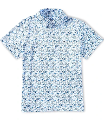Vineyard Vines Big Boys Sankaty Baseball Print Polo Shirt