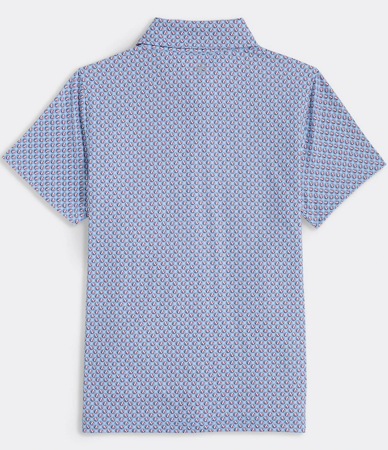 Vineyard Vines Big Boys Sankaty Baseball Print Polo Shirt