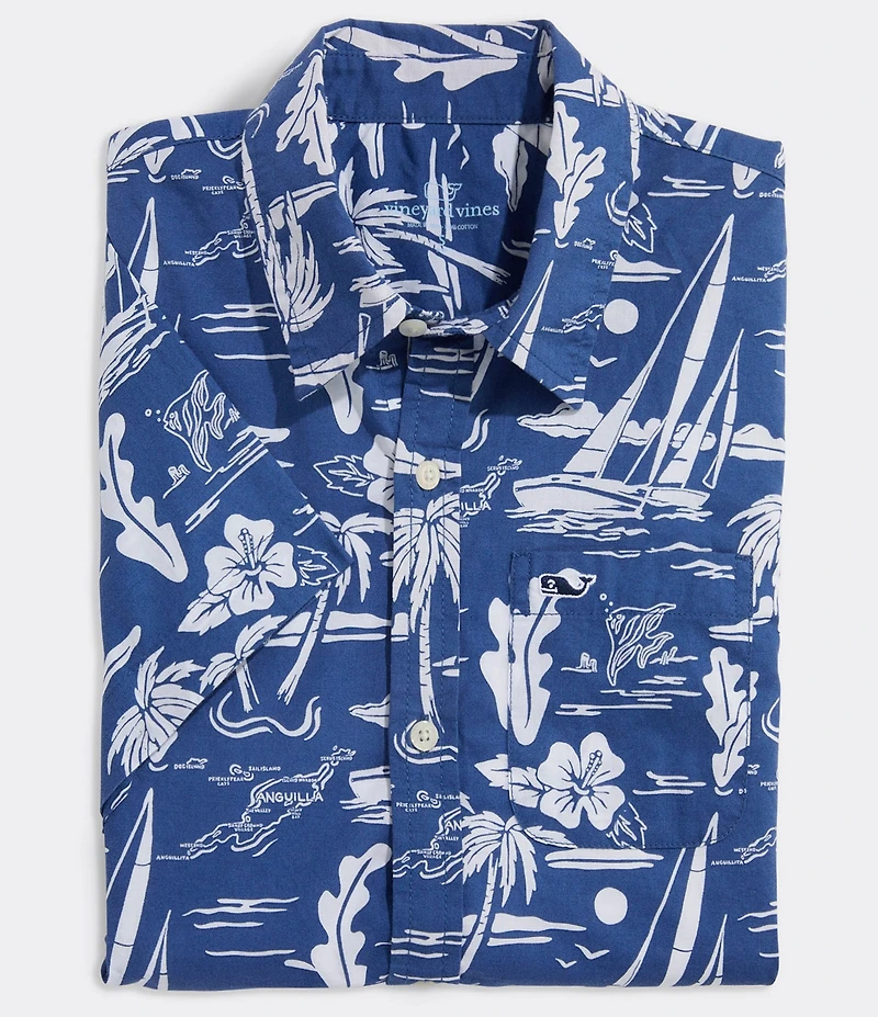 Vineyard Vines Big Boys Tropical Printed Short Sleeve Shirt